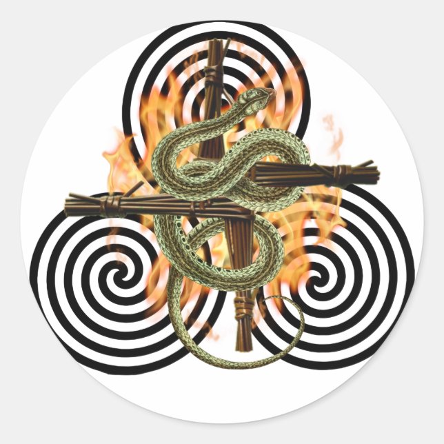 Pegatina Redonda Festividad Pagan de Imbolc Waking Earth (Anverso)