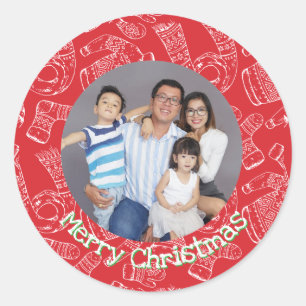 Pegatina Redonda Festividad por Personalizado navideño y feriado po
