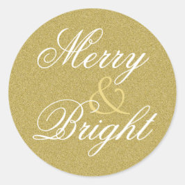 Pegatina Redonda Festividad Purpurina de oro de amarre y brillante