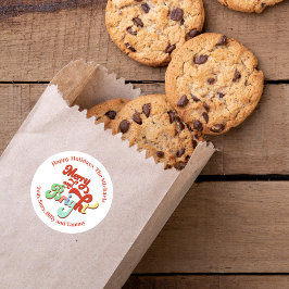 Pegatina Redonda Festividad Retro Brillante y Feliz Personalizada