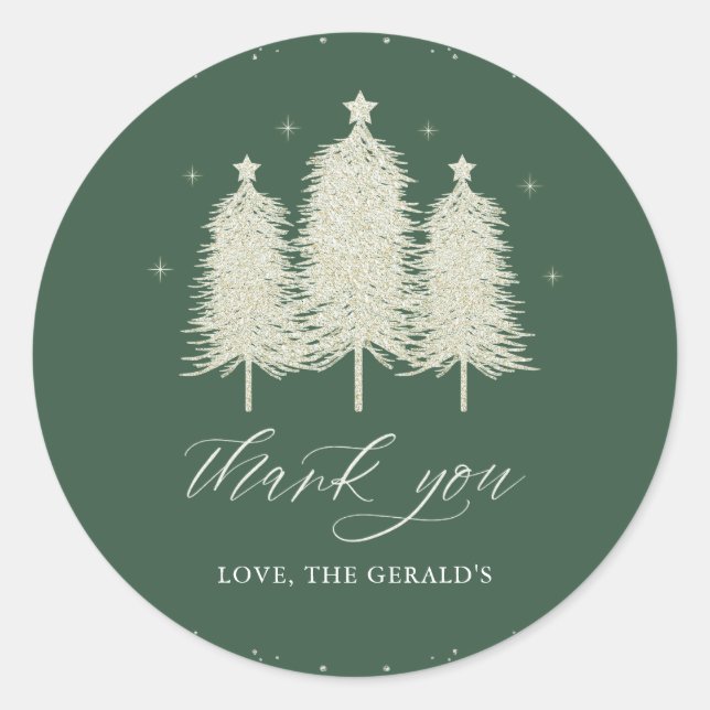 Pegatina Redonda Festividades de feriados de árboles blancos de nav (Anverso)