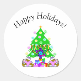Pegatina Redonda Festividades de Interfaith Happy