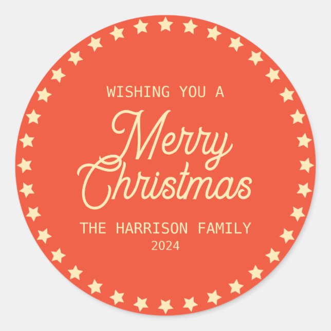 Pegatina Redonda Festividades de los Navidades Círculos de las Estr (Anverso)