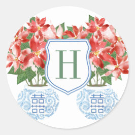 Pegatina Redonda Festividades de los Navidades Monogramas de la Poi