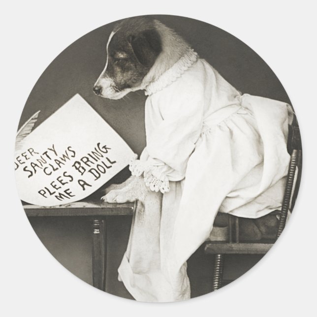 Pegatina Redonda Festividades de Navidad de perros Navidades divert (Anverso)