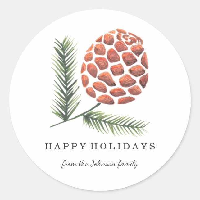 Pegatina Redonda Festividades de navidades | Árbol de cono de pino  (Anverso)