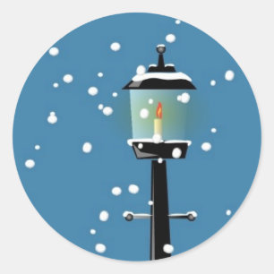 Pegatina Redonda Festividades de tormenta de nieve en invierno dise