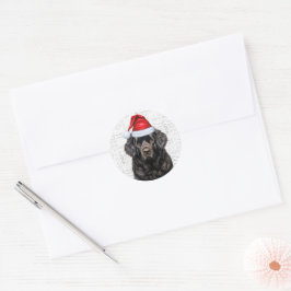 Pegatina Redonda Festividades en Terranova Woof Word Art Navidades