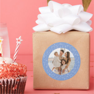 Pegatina Redonda Festividades familiares de Navidades fotográficos