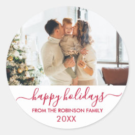 Pegatina Redonda Festividades Felices de la Familia de Guión Rojo M