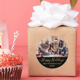 Pegatina Redonda Festividades felices de la familia negra con guion