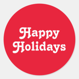 Pegatina Redonda Festividades "Felices Fiestas" de Navidades rojos