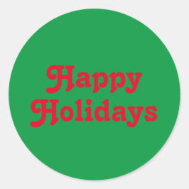 Pegatina Redonda Festividades "Felices Fiestas" de Navidades verdes