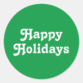 Pegatina Redonda Festividades "Feliz feriado" de Navidades blancos