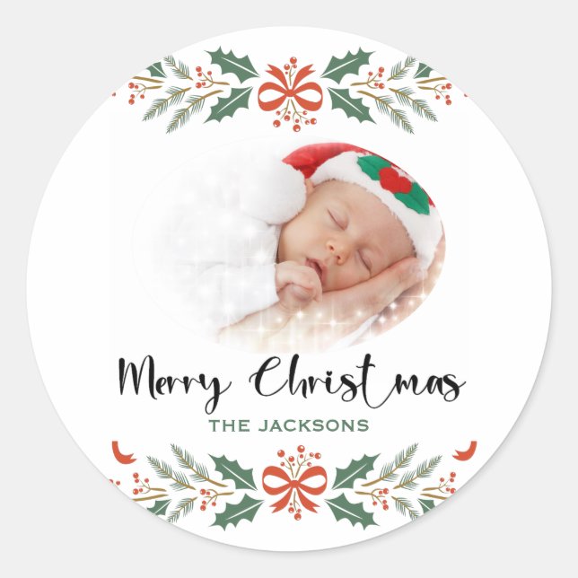 Pegatina Redonda Festividades navideñas Fantástico Clásico Palo Red (Anverso)