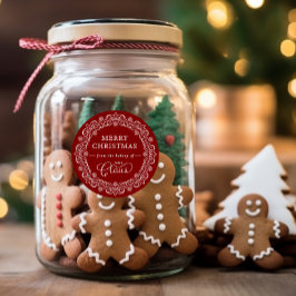 Pegatina Redonda Festividades rojas de los Navidades de panadería d