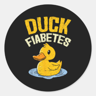 Pegatina Redonda Fiabetes de pato Funny Duck Sensibilización sobre 
