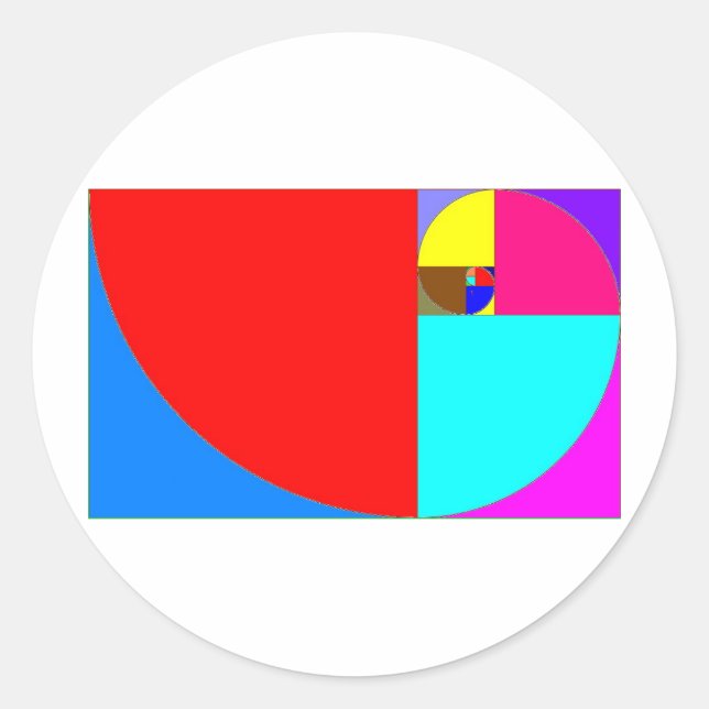 Pegatina Redonda fibonacci espiral (Anverso)