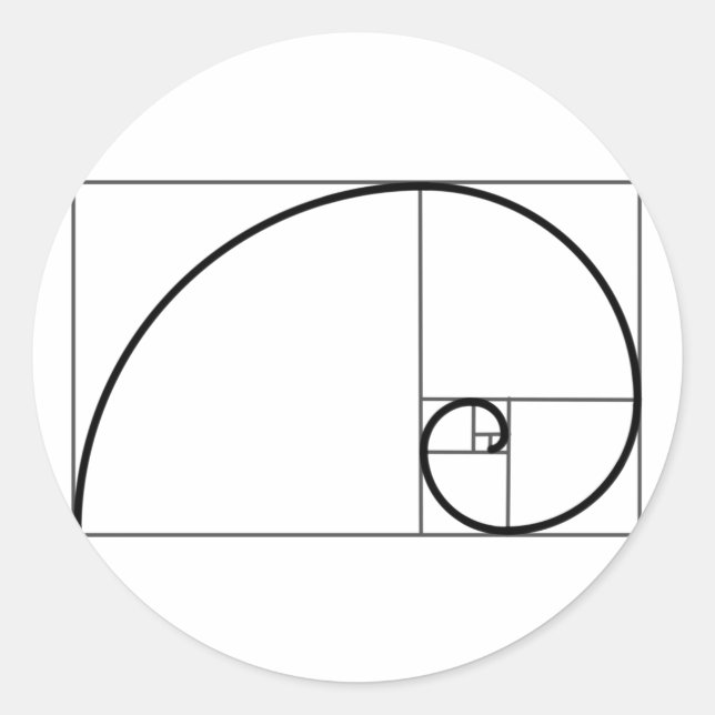 Pegatina Redonda Fibonacci Ratio (Anverso)