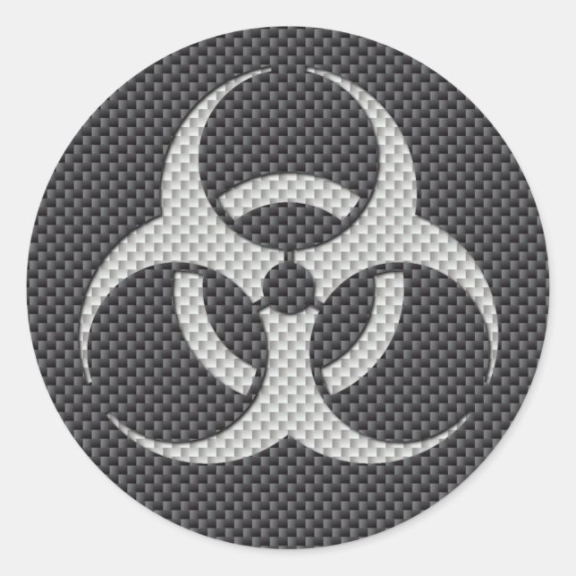 Pegatina Redonda Fibra de carbono blanco y grisáceo negro (Anverso)