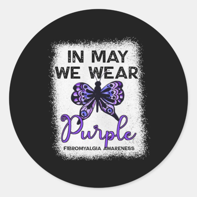 Pegatina Redonda Fibro Awareness Spoonie En Mayo Usamos Púrpura But (Anverso)