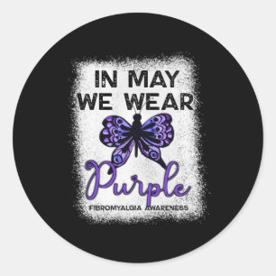 Pegatina Redonda Fibro Awareness Spoonie En Mayo Usamos Púrpura But
