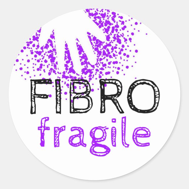 Pegatina Redonda Fibro frágil - conciencia de una enfermedad invisi (Anverso)