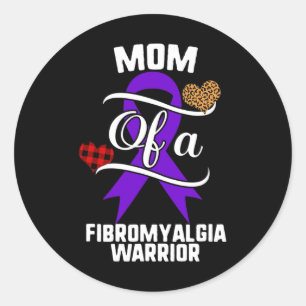 Pegatina Redonda Fibromialgia Conciencia Leopard Buffalo Plaid Fami