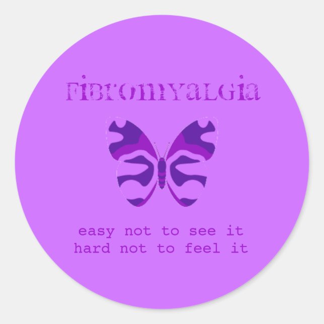 Pegatina Redonda Fibromialgia Conciencia Pegatinas de mariposa mora (Anverso)