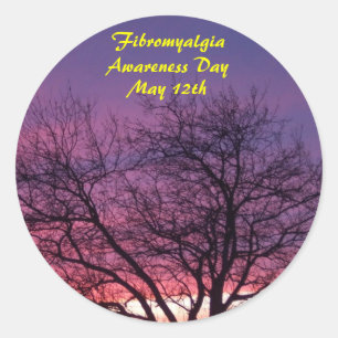 Pegatina Redonda Fibromialgia Día de Conciencia, 12 de mayo