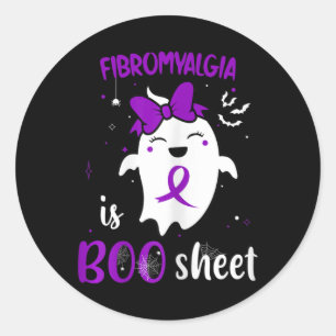 Pegatina Redonda Fibromialgia Es Una Hoja De Bote Halloween Ghost P