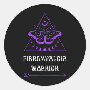Pegatina Redonda Fibromialgia Guerrero Concienciación sobre Enferme