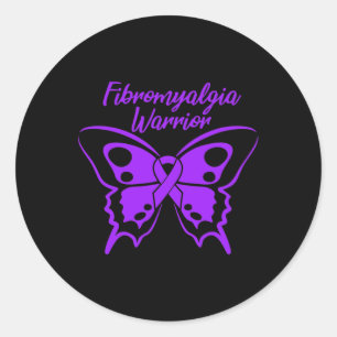 Pegatina Redonda Fibromialgia Guerrero Fibro Conciencia Mantequilla