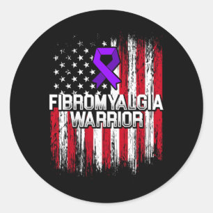 Pegatina Redonda Fibromialgia Sobreviviente de conciencia Guerrero