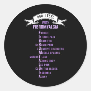Pegatina Redonda Fibromialgia Spoonie & amp; Conciencia Fibro