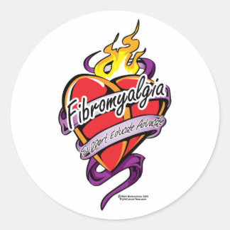 Pegatina Redonda Fibromialgia Tattoo Heart