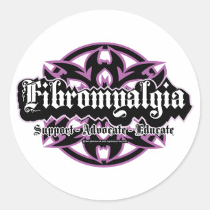 Pegatina Redonda Fibromyalgia tribal