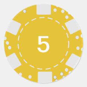 Pegatina Redonda Ficha de póker amarilla