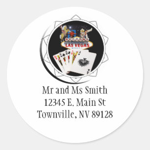 Pegatina Redonda Ficha de póquer negra de bienvenida