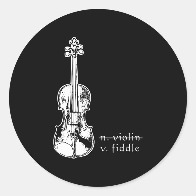 Pegatina Redonda Fiddle No Violin Bluegrass Country Music Gift (Anverso)