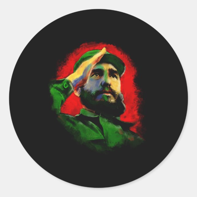 Pegatina Redonda Fidel Castro (Anverso)