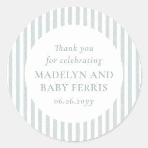 Pegatina Redonda Fiebre de lunares verde y blanco baby shower
