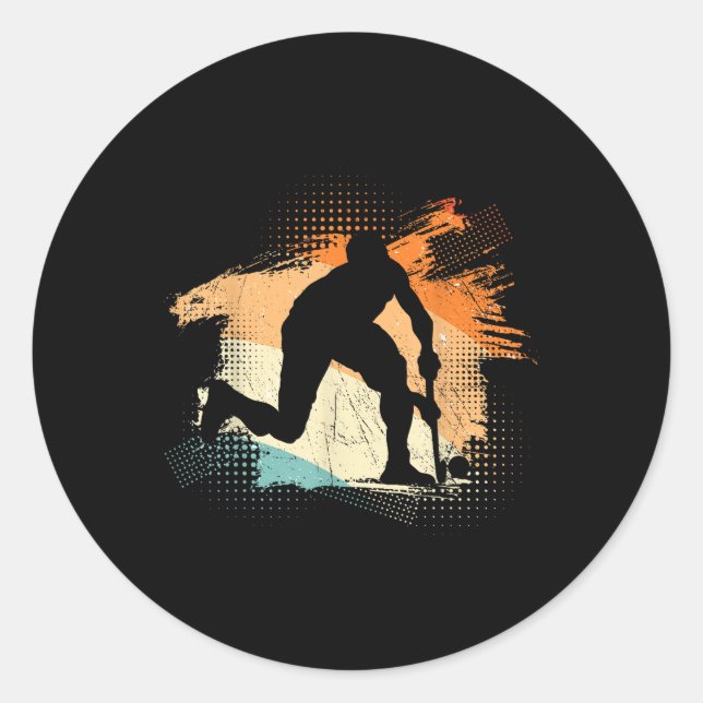 Pegatina Redonda Field Hockey Accessories Retro Field Hockey Lover  (Anverso)