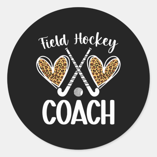 Pegatina Redonda Field Hockey Coach Hearts Field Hockey Coach  (Anverso)