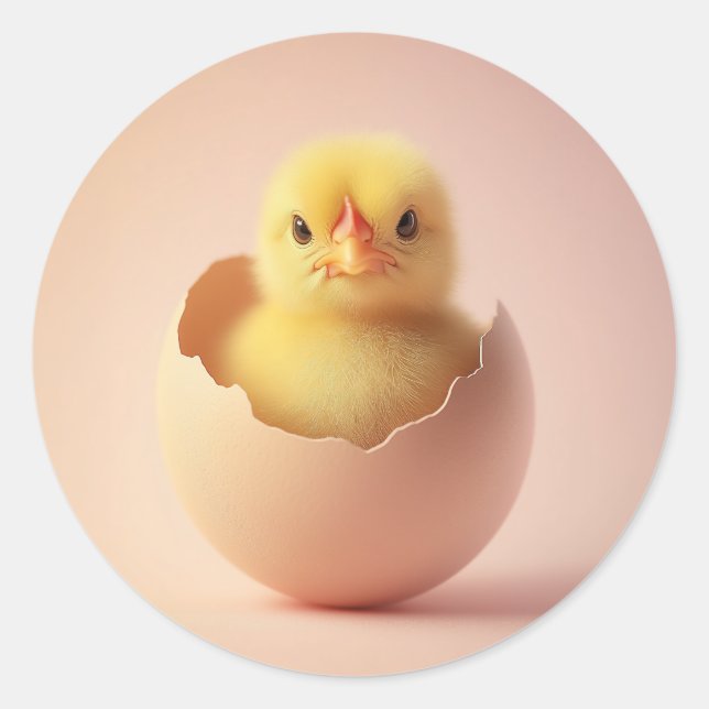 Pegatina Redonda Fierce Chick en Eggshell (Anverso)