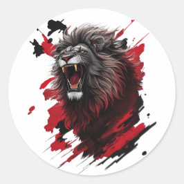 Pegatina Redonda Fierce, el león negro