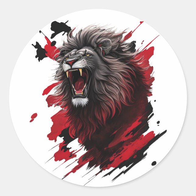 Pegatina Redonda Fierce, el león negro (Anverso)
