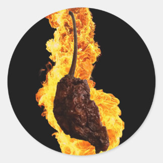 Pegatina Redonda Fiery Ghost Pepper