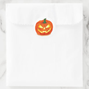 Pegatina Redonda Fiery Grin Halloween Jack-O-Lantern