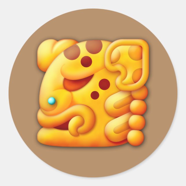 Pegatina Redonda Fiery Maya Animal Head (Anverso)